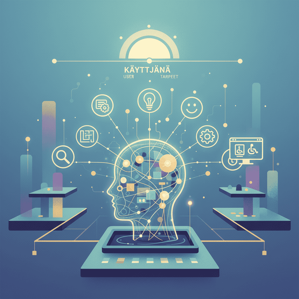 Käyttäjäkokemuksen suunnittelun perusteet: Kuva havainnollistaa käyttäjäkeskeisen suunnittelun prosessia