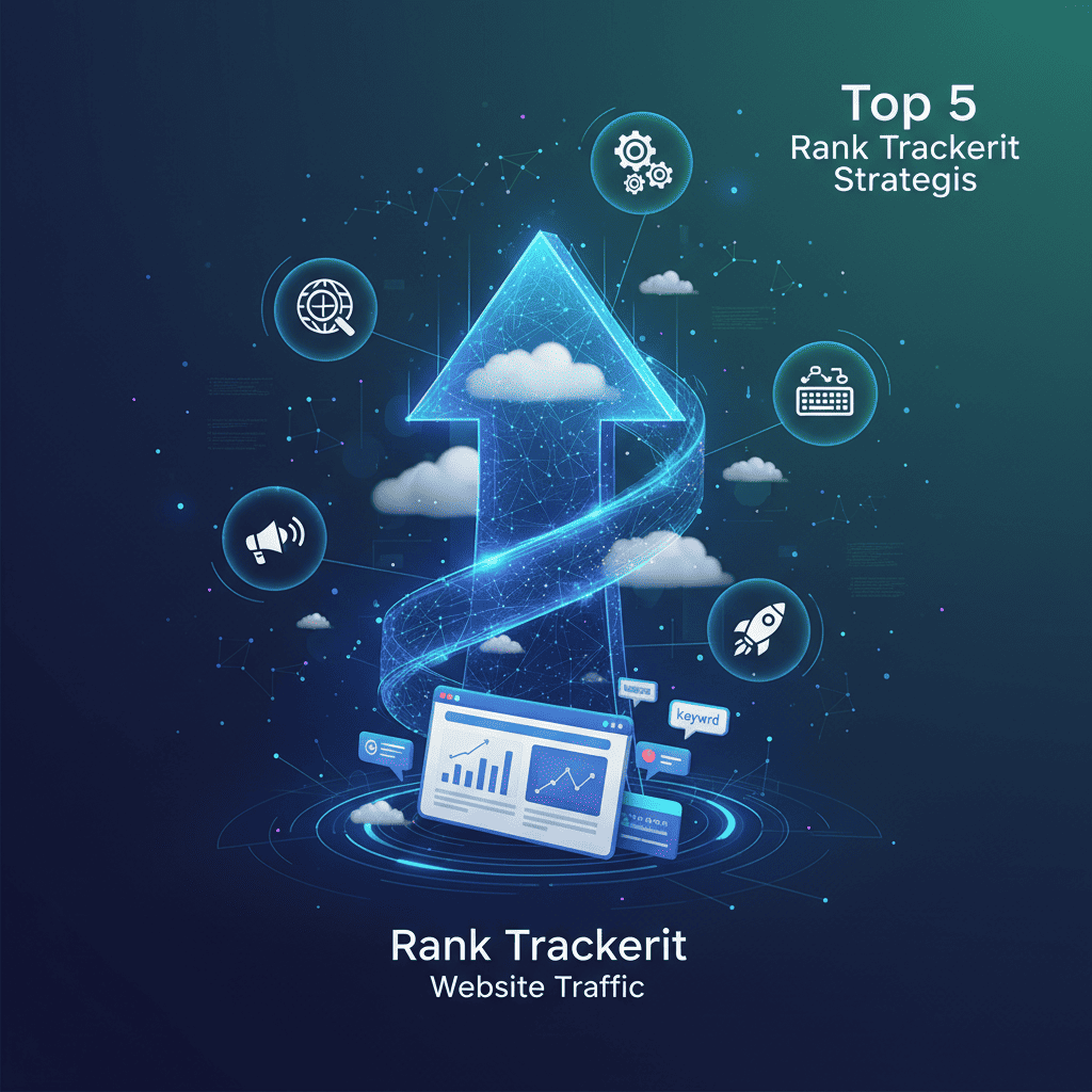 Rank Trackerit Strategies: Visual representation of top 5 strategies to boost website traffic.
